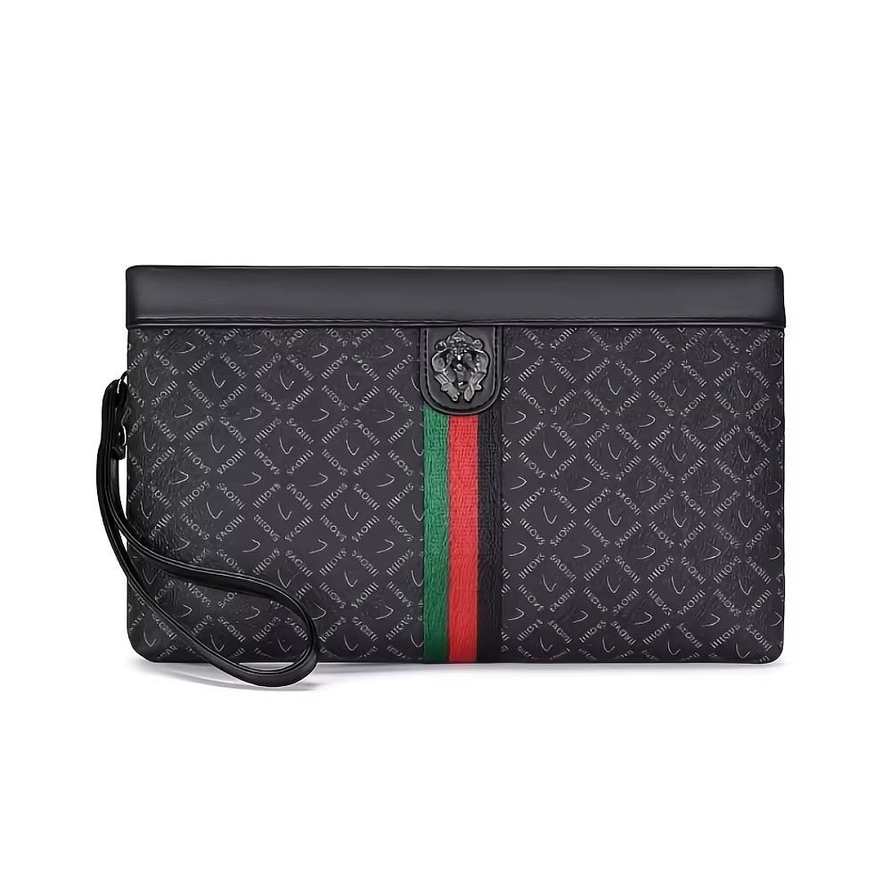 Pochette pour homme haut de gamme, style européen et américain, avec boucle en métal tête de lion, s