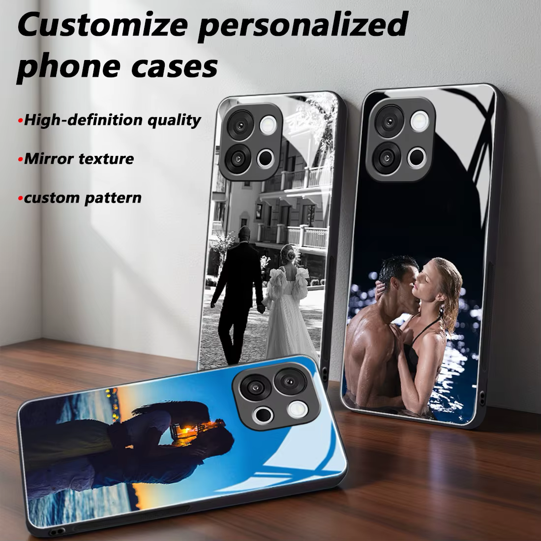 Coque de téléphone en verre miroir photo personnalisée pour OnePlus 15/13/12/11/10/9/8/7/Pro/R/T