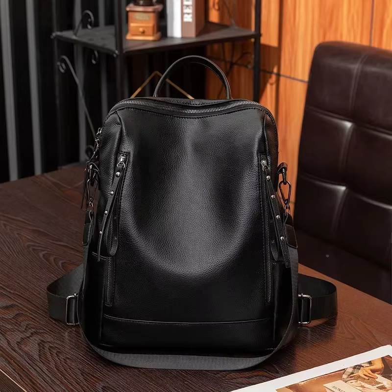 Sac à dos de marque en cuir véritable pour femmes, nouvelle mode voyage, sacs d'école de haute quali
