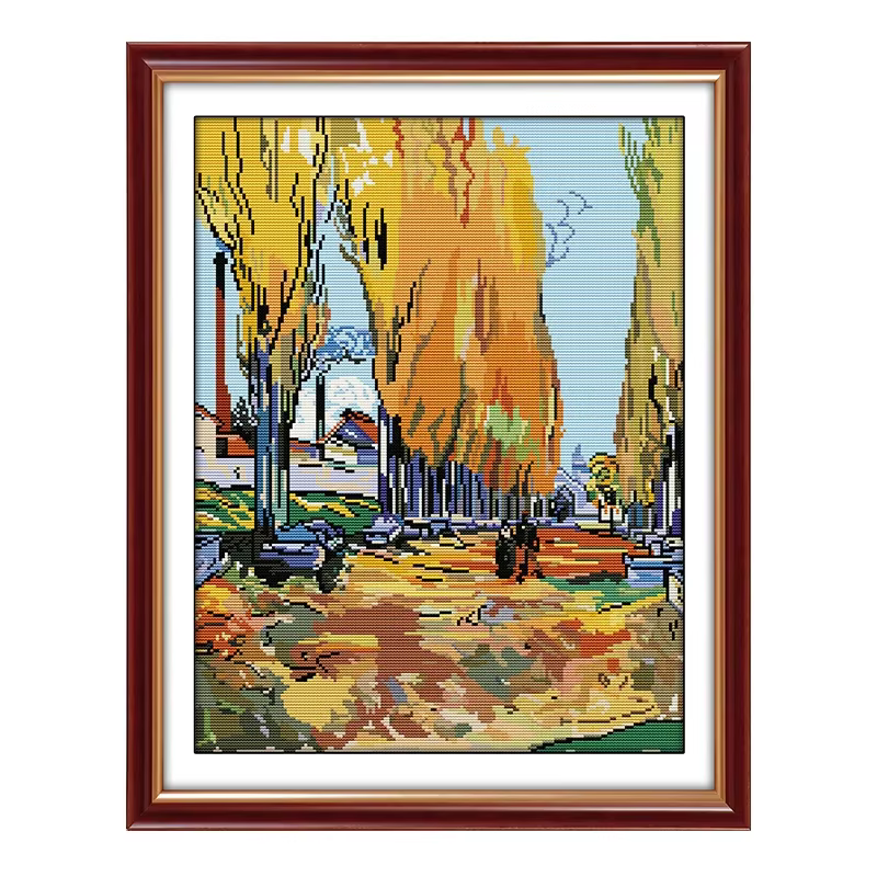 Van Gogh-Ariscamp, Arles Avenue bricolage Aida tissu 16CT Kits de point de croix motif imprimé brode