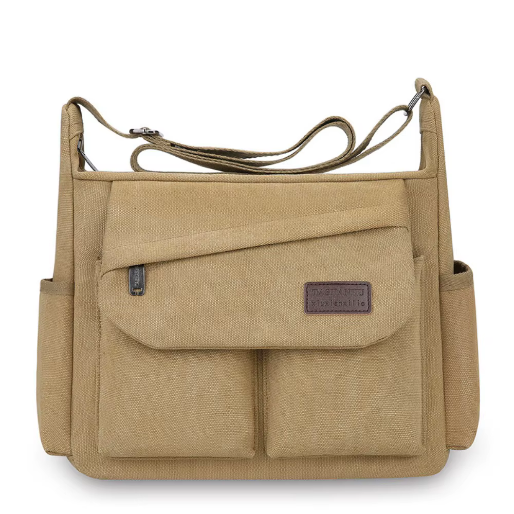 Sac à bandoulière en toile pour hommes, grande capacité, couleur unie, style coréen, sac messager po