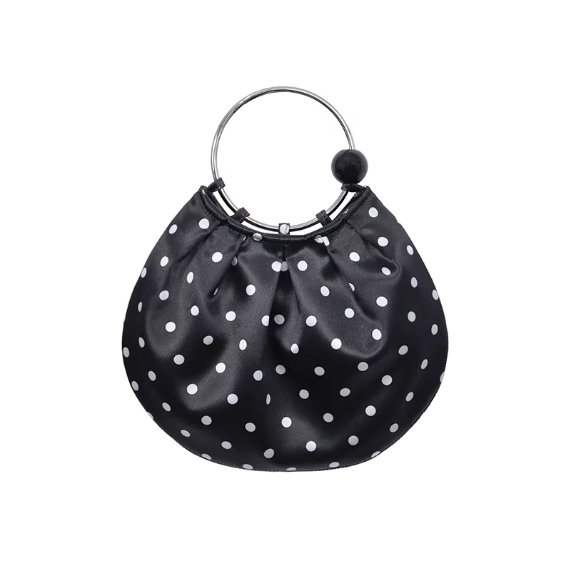 Sac fourre-tout à pois vintage rétro froissé, sac à main pour femme, sac à bandoulière décontracté, 