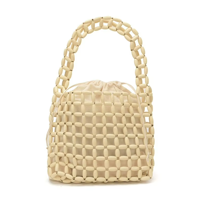 Sac à main créatif tissé à la main en perles de bois, nouveau style 2026, sac à main léger et polyva