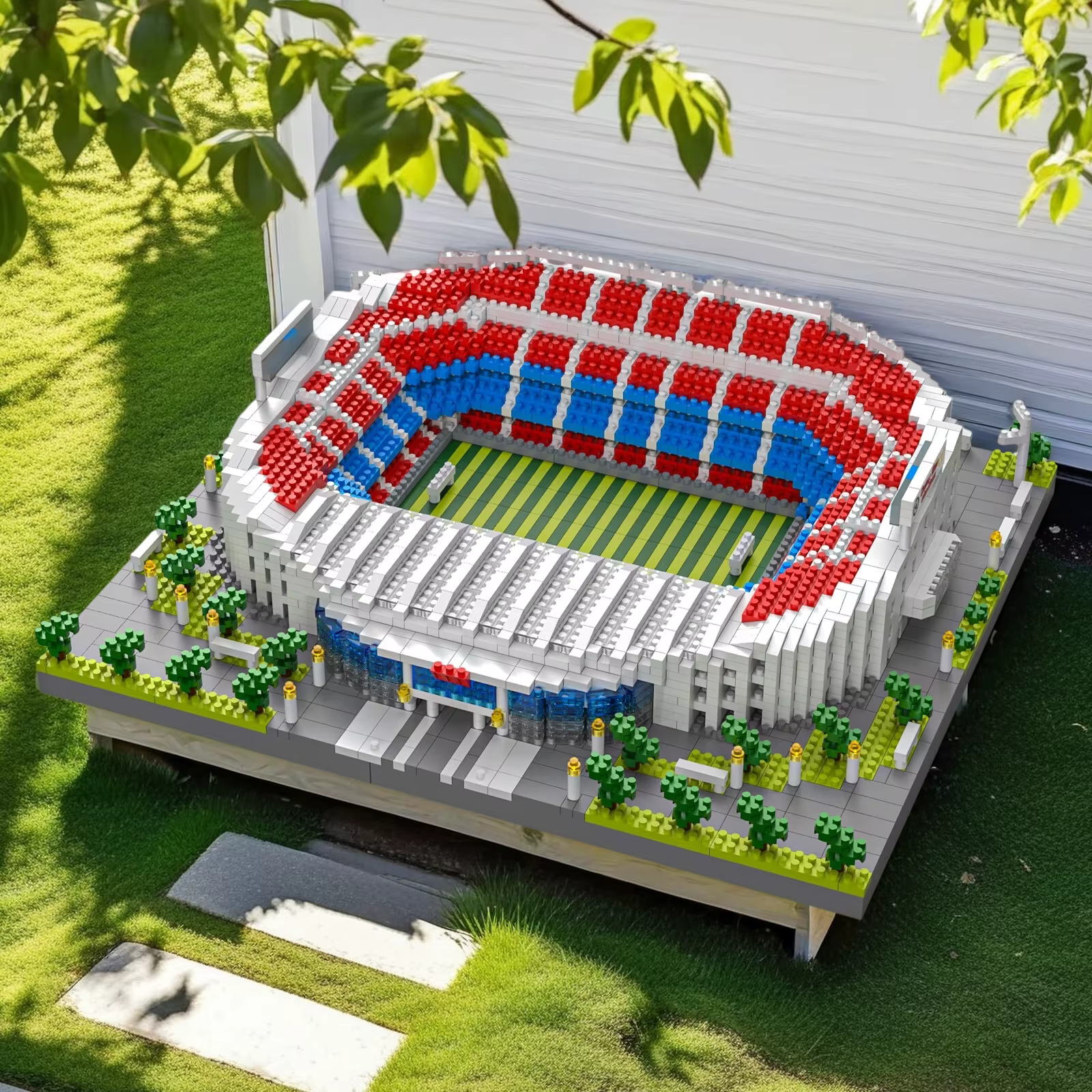 Modèle de stade de football Camp Nou en micro-blocs, terrain de football, cadeau pour les fans, déco
