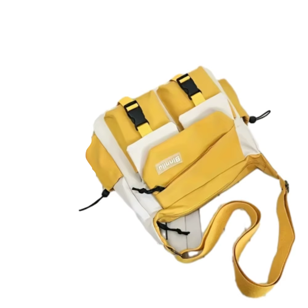 Sac bandoulière homme grande capacité tendance, sac postier carré Harajuku en nylon léger avec badge