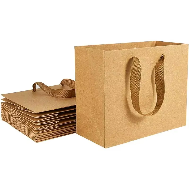 Paquet de 12 sacs de courses en papier kraft, sacs en papier de 7 pouces avec poignées, sacs cadeaux