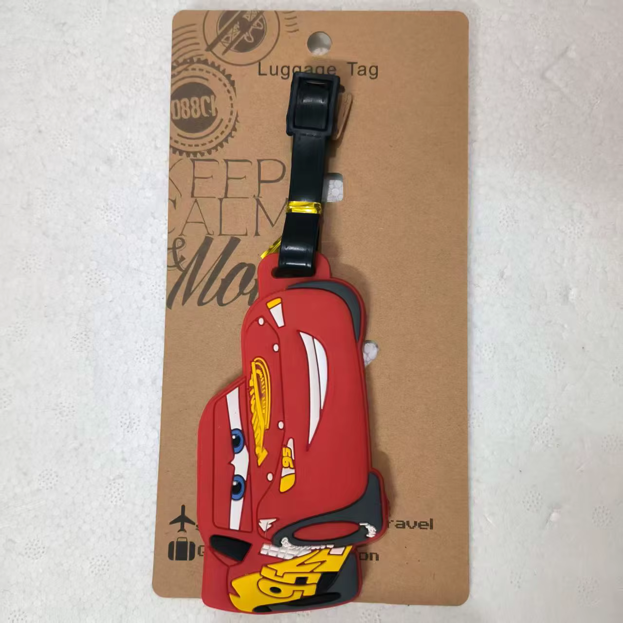 Étiquette de bagage en PVC Disney Cars Cartoon Lightning McQueen, pendentif d'identification pour ba