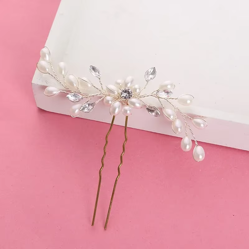 Accessoires pour cheveux de mariée, perles de cristal, pinces à cheveux de mariage, bijoux artisanau