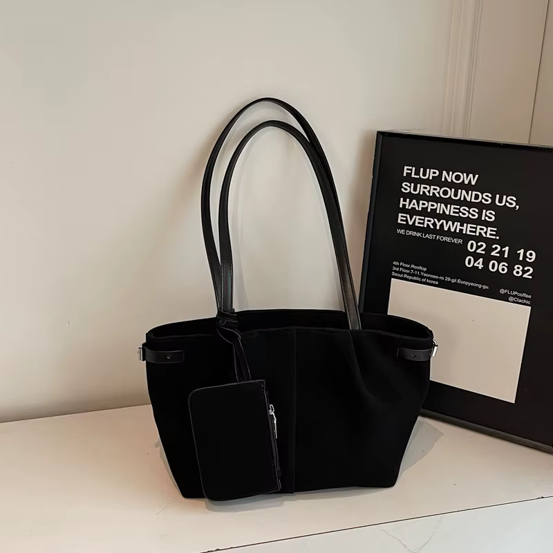 Sacs à bandoulière en daim pour femmes, grands fourre-tout légers sous les bras, sac à main de shopp