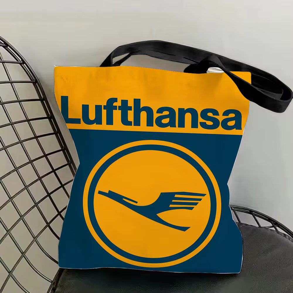 Sac fourre-tout en toile L-Lufthansa German Airlines, impression double face, léger, sac de voyage à