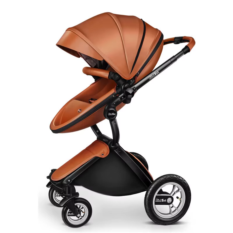 Poussette de Luxe Portable en Cuir pour Bébé, Landau de Voyage, Voiture