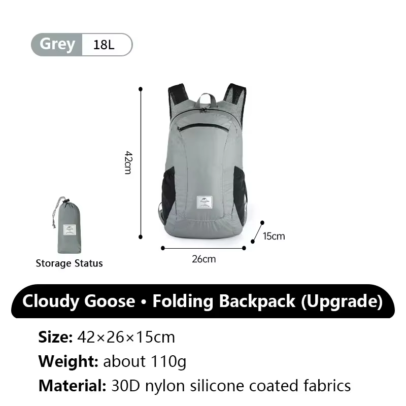Natureifa-Sac à dos pliable en silicone Cloudy Goose, sac étanche portable léger, sacs de peau initi