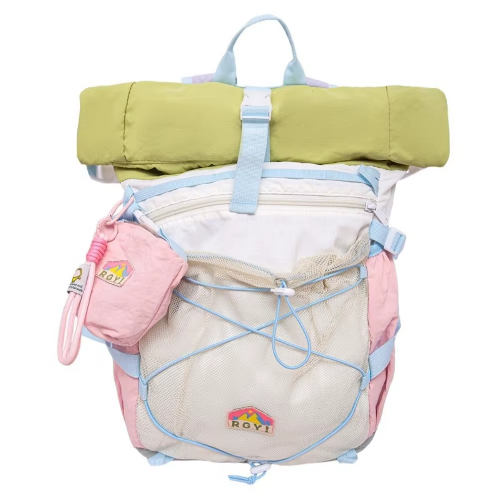 Sac de randonnée en plein air, Design bloqué de couleur, sac à dos de voyage Oxford étanche multi-po