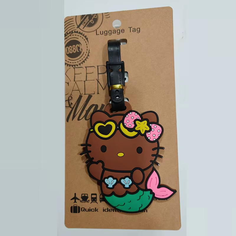 Étiquette de bagage Sanrio Hello Kitty, porte-adresse pour valise, étiquettes d'embarquement, étique