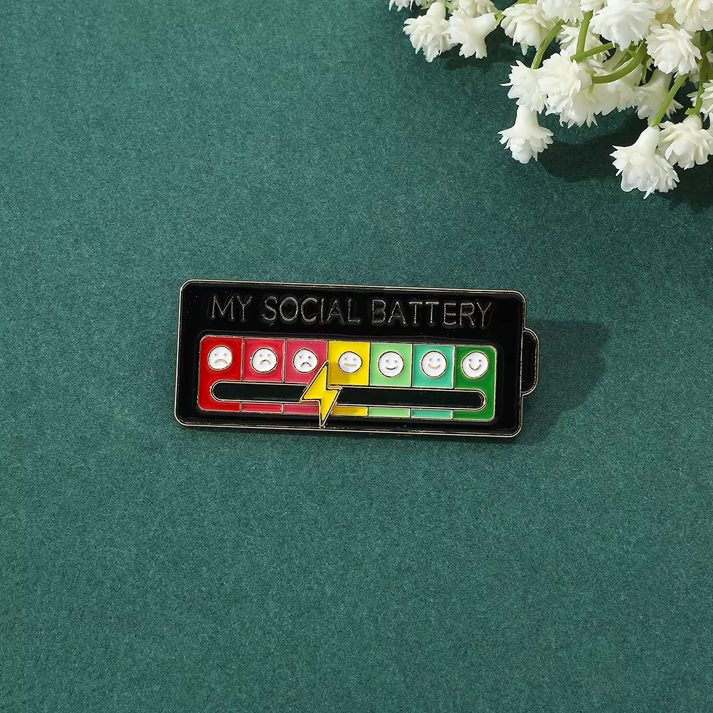 Nouvelle broche Esmaltado mon compteur de batterie sociale broche traqueur d'humeur Badge broches po