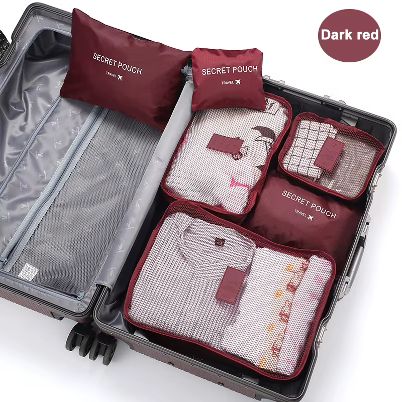 Ensemble de Sacs de Rangement pour Vêtements de Voyage, Poudres pour Valise d'Évaluation Portable, C