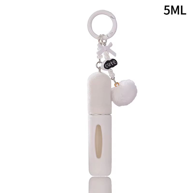 Pochette à parfum en peluche portable, flacon d'échantillon de parfum 5ml, porte-clés, pour voyage e