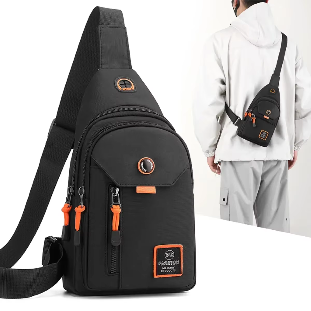 Sac à dos à bandoulière Adventure pour hommes – Spacieux et robuste pour les sports de plein air, la