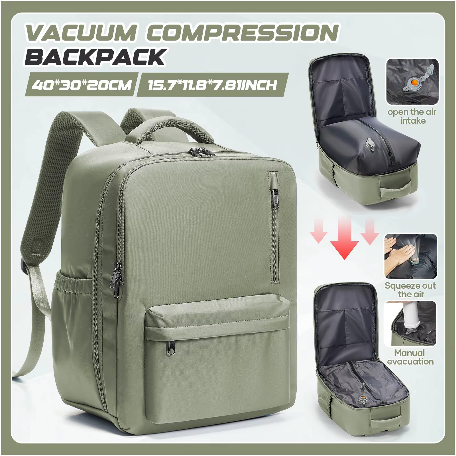 Sac à dos de voyage sous vide, bagage à main, 40x30x20, sac à dos de cabine pour avion, sac à dos po