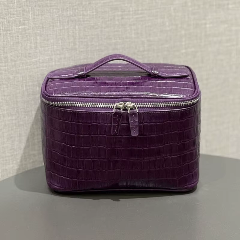 Trousse de maquillage en cuir de vache de première couche à motif Crocodile, trousse de toilette por
