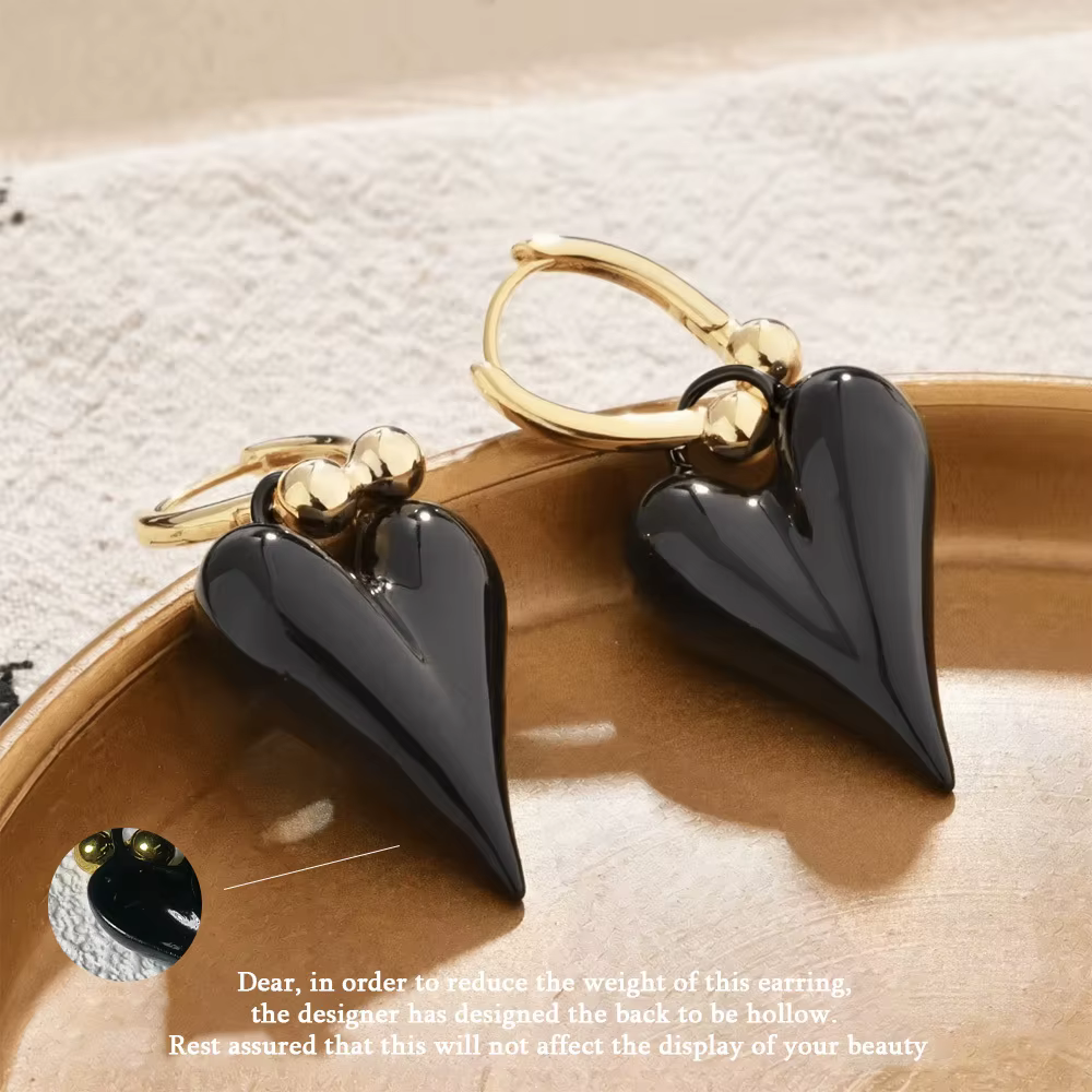 Bijoux fantaisie, boucles d'oreilles pendantes en forme de cœur en émail, joli design, cadeaux pour 