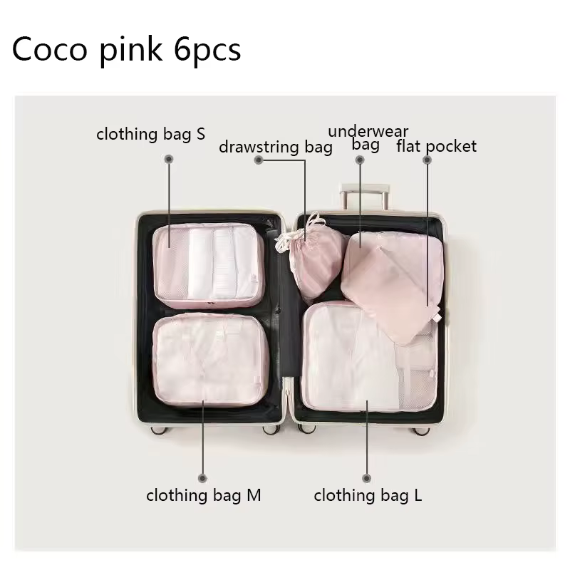 Cubes d'Emballage de Valise pour Homme et Femme, Kit d'Accessoires de Voyage, Sacs de Rangement de B