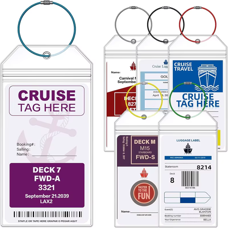 Lot de 6 porte-étiquettes de bagages pour croisière, compatibles avec toutes les compagnies de crois