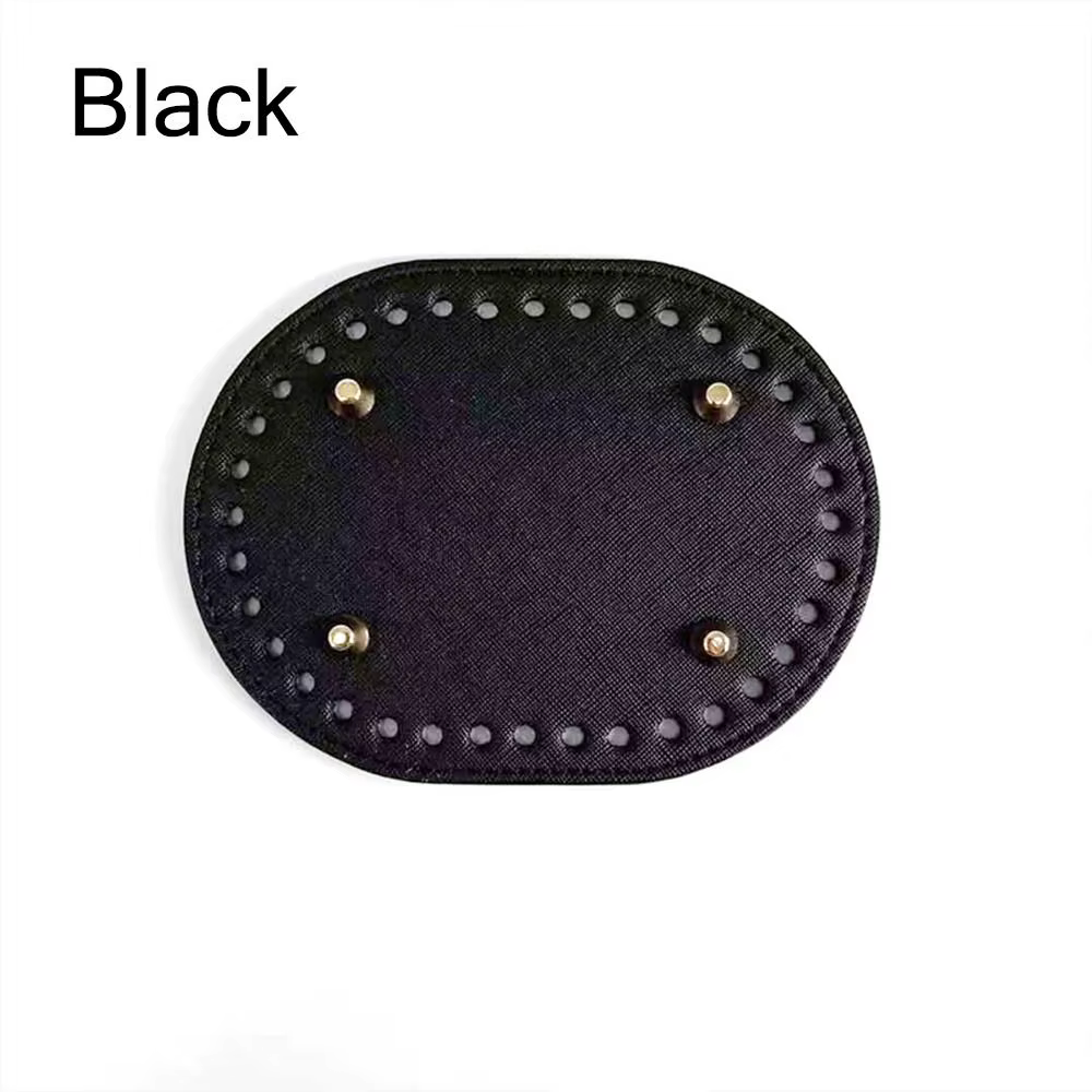 Nouveau fond de sac ovale en cuir PU avec 36 trous, accessoires de sac DIY, matériau 14,5 cm * 11 cm