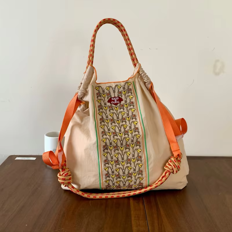 Sac à bandoulière brodé de style bohème, sac fourre-tout de grande capacité, sac pour femme, sac de 