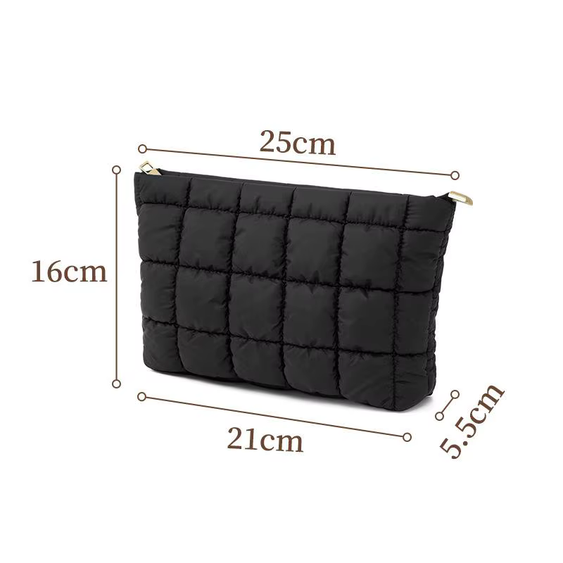 Sac matelassé carré pour cosmétiques femme, pochette de rangement maquillage, organiseur simple pour
