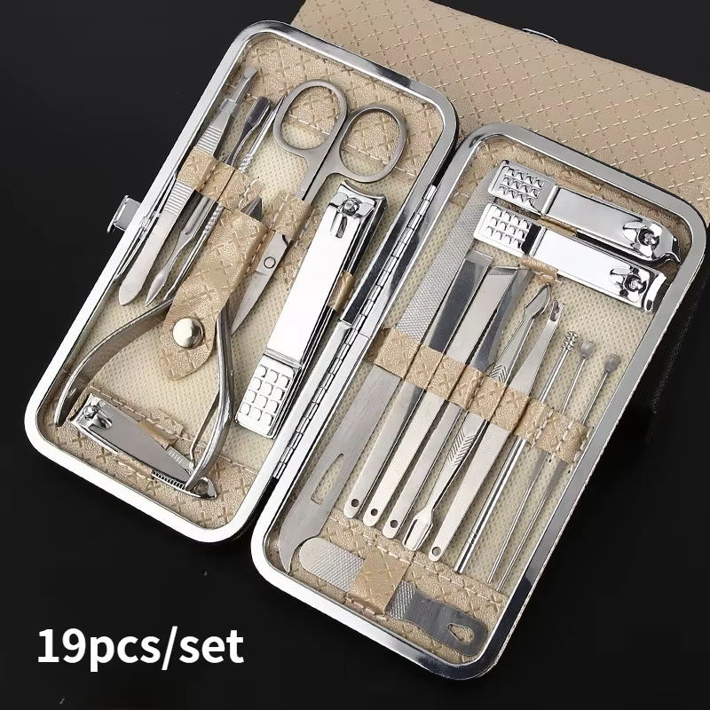 Ensemble d'outils de manucure et de pédicure 19 pièces/ensemble avec boîte de rangement, ensemble de
