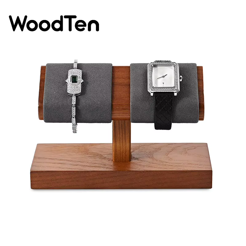 Support de montre en bois massif WoodTen, présentoir double position pour bracelets et bijoux, acces