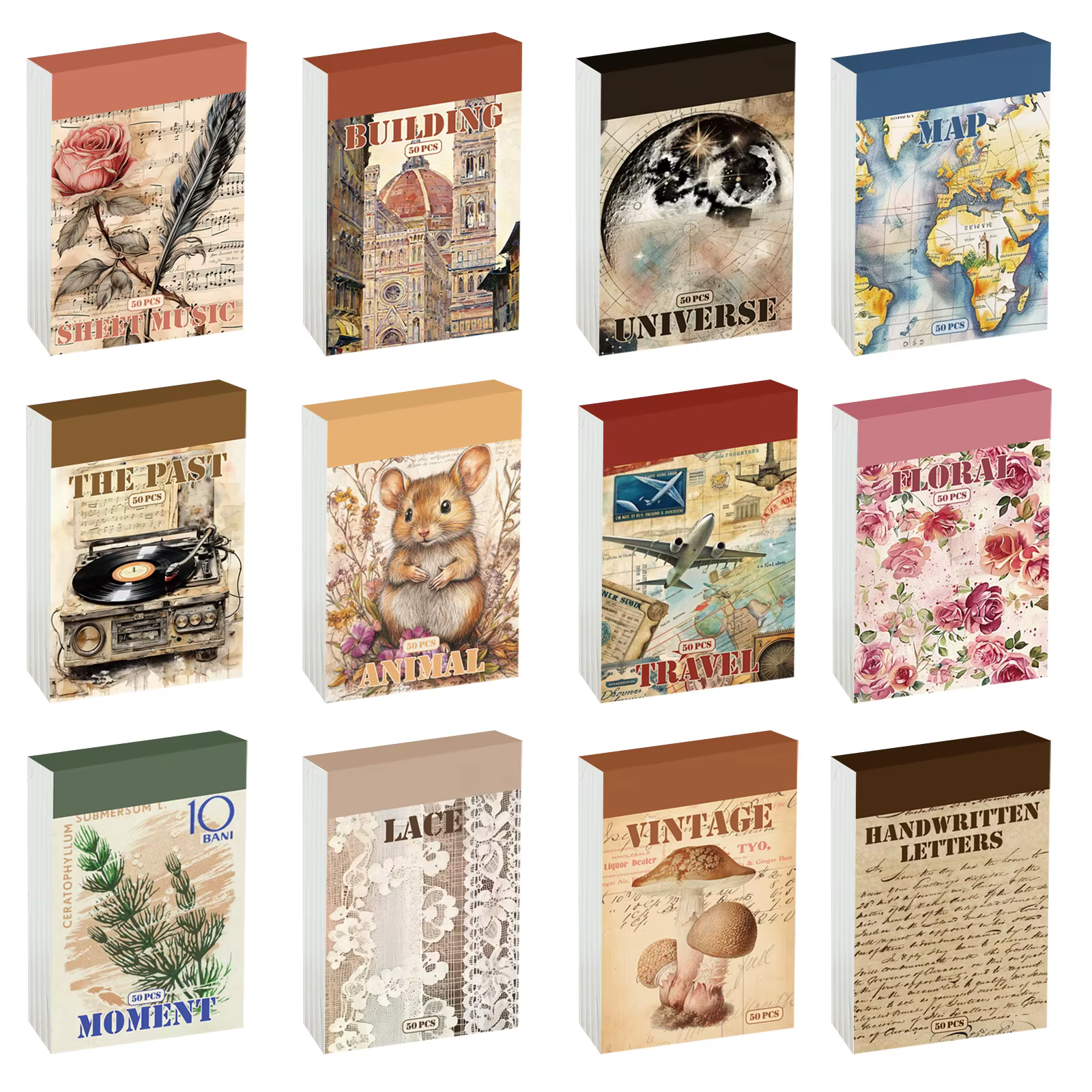 12 ensembles 600 feuilles Washi autocollants pour Journal balle Journal Art Journal carte artisanat 