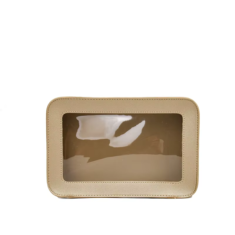 Trousse de Maquillage Portable Grande Capacité Blanche Transparente, Pochette de Rangement Simple et