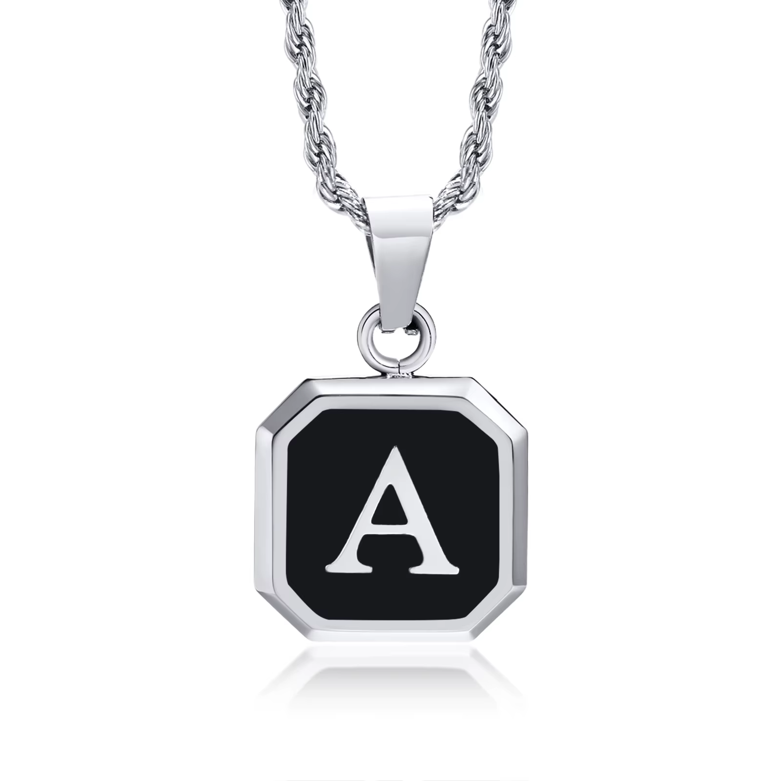 Cadeaux de Noël pour hommes Collier initial en acier inoxydable lettre A-Z pour hommes garçons femme