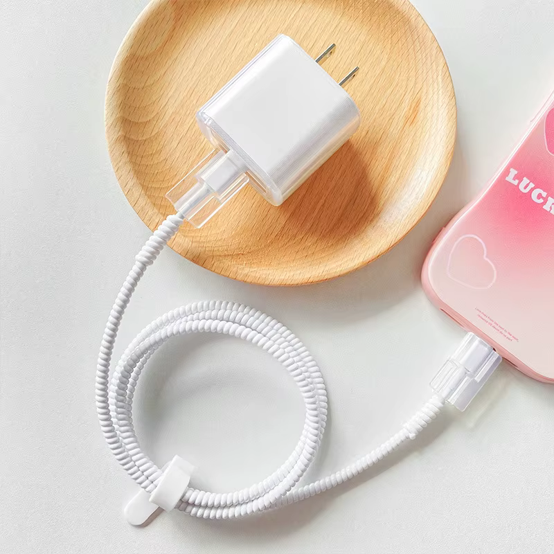 Kit de clips d'enrouleur de câble, boîtier de chargeur transparent pour IPhone 18/20W, couverture de