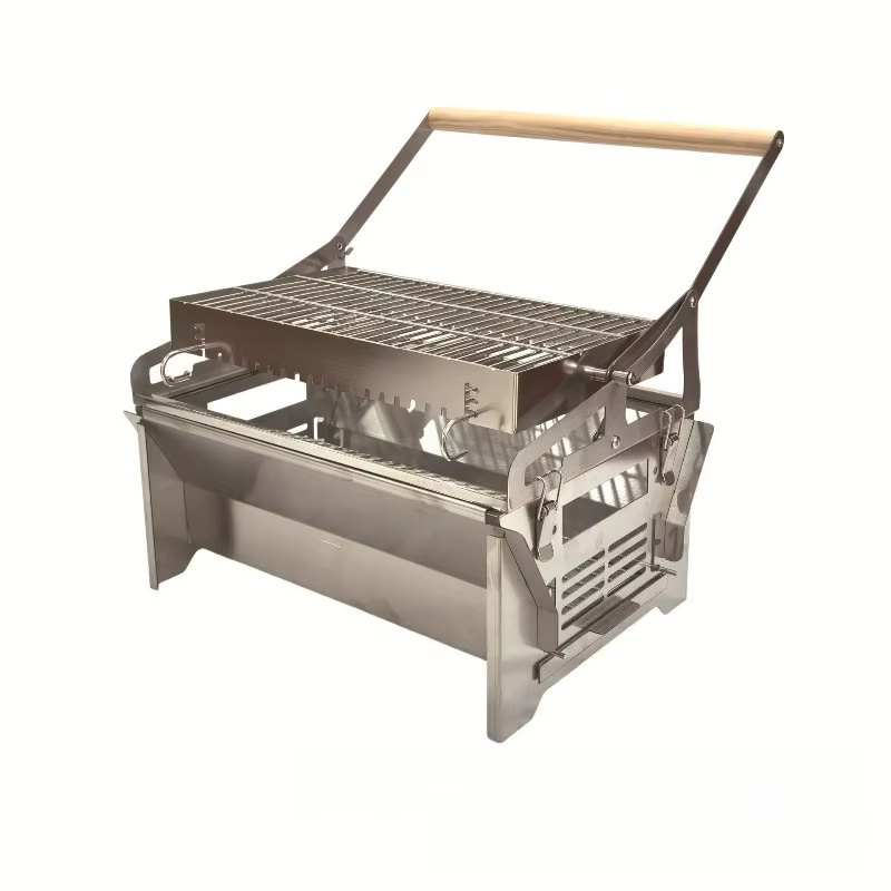 Barbecue portable au charbon de bois, grill détachable et rotatif pour l'extérieur