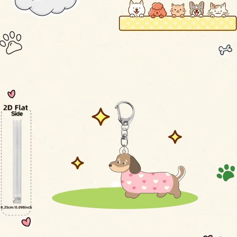 1 pendentif de sac porte-clés teckel de dessin animé mignon, adapté à porter au quotidien et aux cad