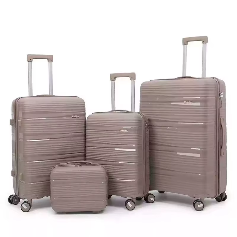 Ensembles de bagages 4 pièces Valise légère en PP (13/20/24/28 pouces) avec serrure TSA, roues silen