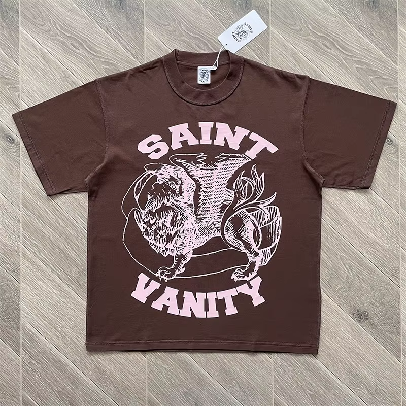 Collection de T-shirts SAINT VANITY avec logo en lettres, en coton pur de haute qualité, disponible 