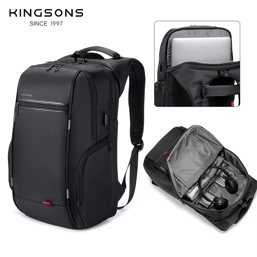 Kingsons hommes sacs à dos 15 ''17'' sac à dos pour ordinateur portable USB chargeur sac antivol sac