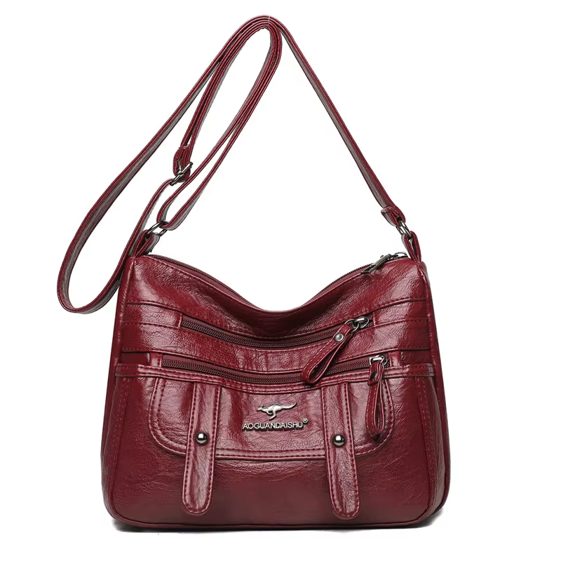 Sac à bandoulière pour femme en cuir souple, multi-couches, vintage, en PU, tendance, grande capacit
