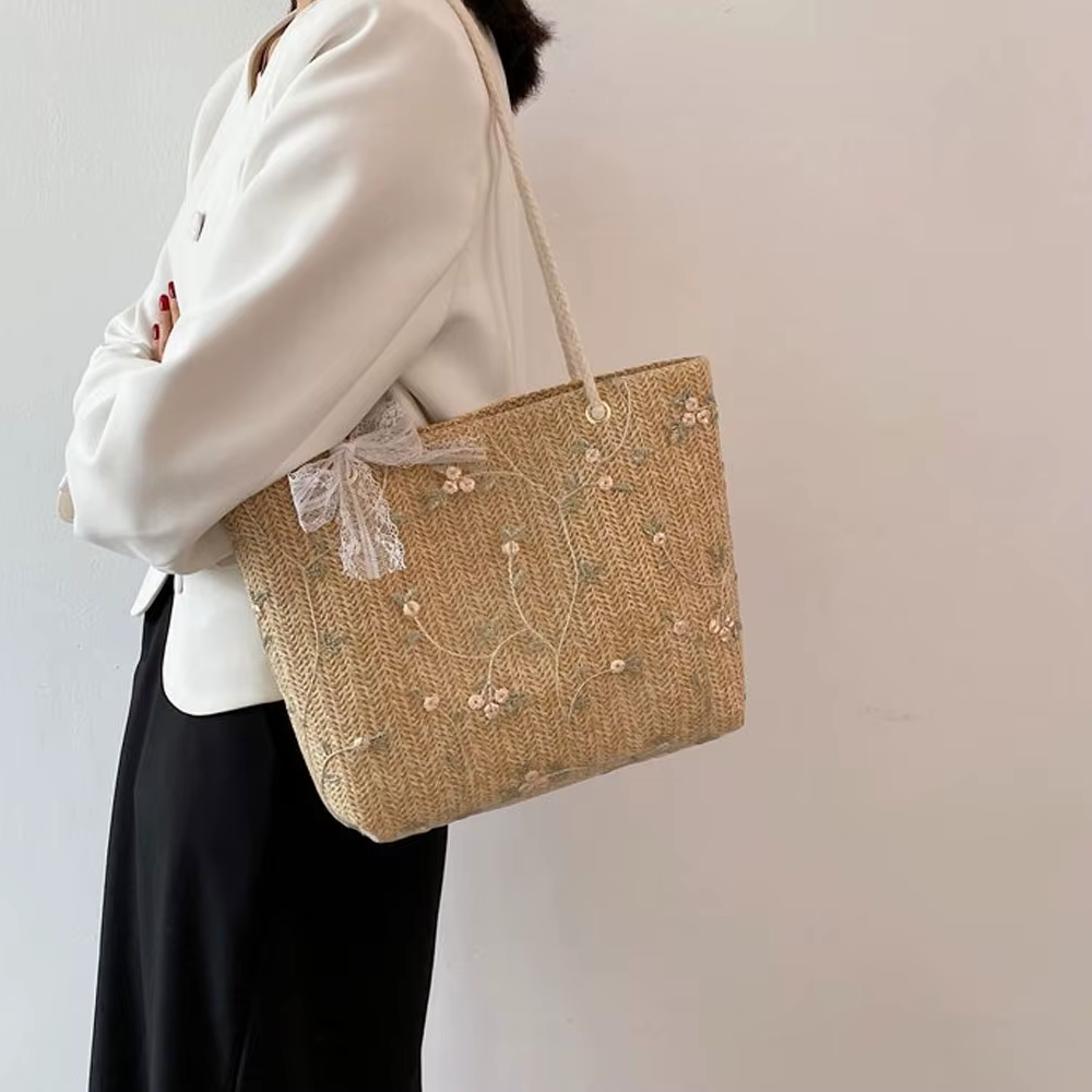 Sac d'été grande taille pour femme, nouveau modèle 2026, sac en dentelle, sac à bandoulière en paill