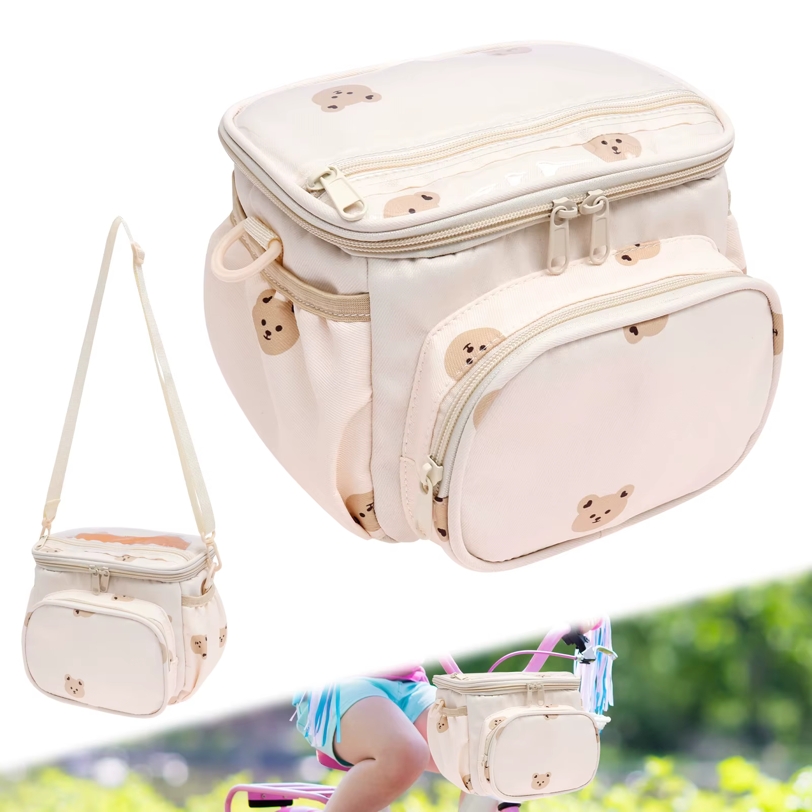 Sac de vélo pour enfant, panier de rangement pour guidon, multi-poches, sac de transport suspendu po