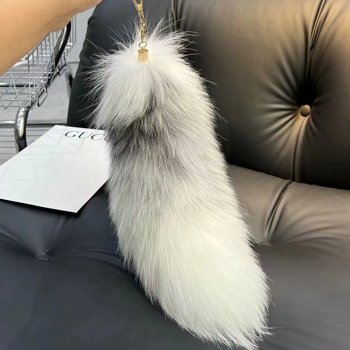 Porte-clés Queue de Renard Moelleuse et Pelucheuse, Breloque de Sac pour Femmes et Filles, Pendentif