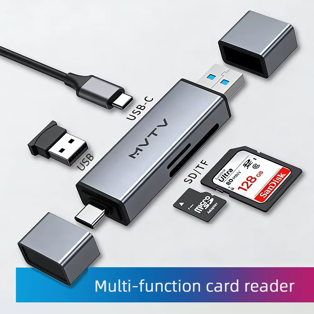 Lecteur de cartes 4 en 1 USB et USB C vers SD MicroSD TF Thunderbolt 3 pour PC, accessoires pour ord