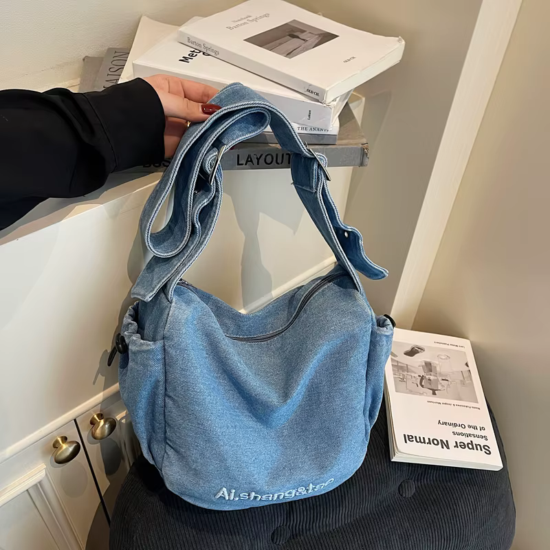 Sac à bandoulière décontracté pour femmes, tissu Denim, sacs à main de bonne qualité, grande capacit