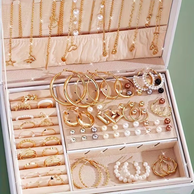 Ensemble de bijoux fantaisie 86 pièces pour femmes, perles, alliage, boucles d'oreilles, colliers, b
