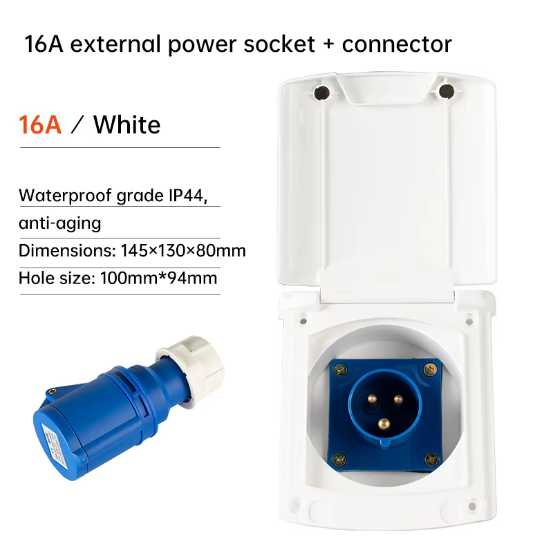 Connecteur d'alimentation externe RV 220V-240V 16A, crochet extérieur encastré, prise étanche, acces