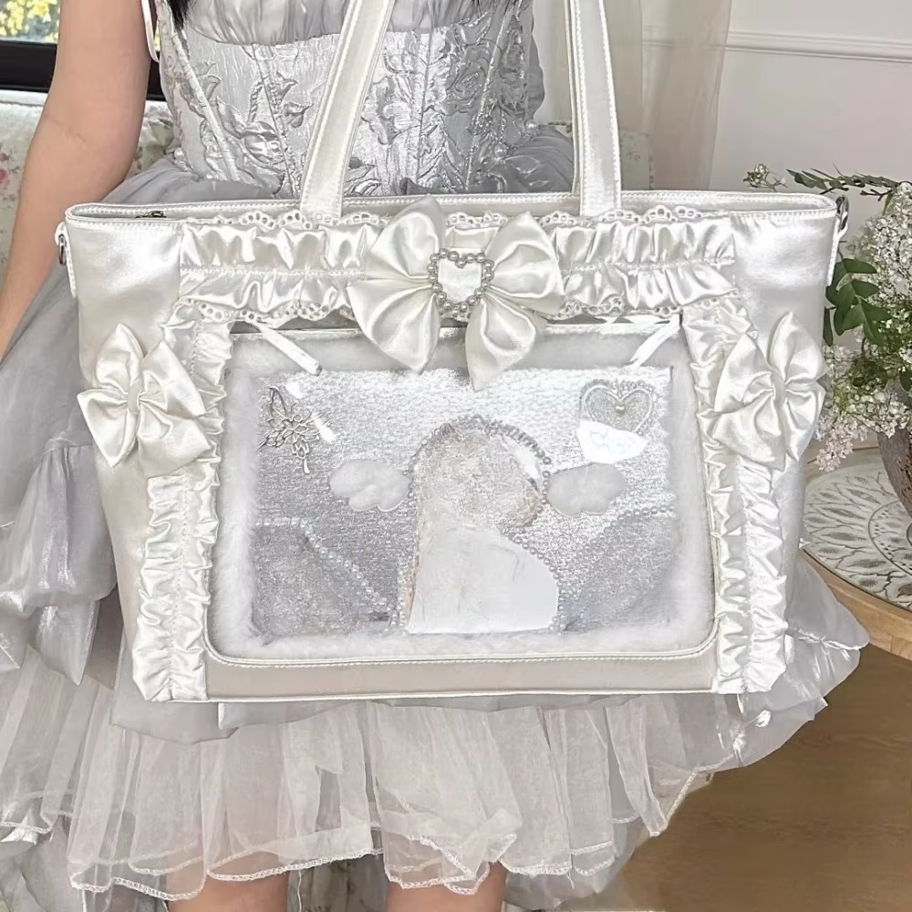 Nouveau sac à bandoulière Ulzzang Ita Bag pour fille, style doux et cool, avec nœud en dentelle et r
